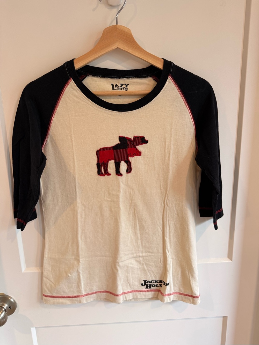 Lazy One Jackson Hole Cream & Black Moose Raglan Shirt
